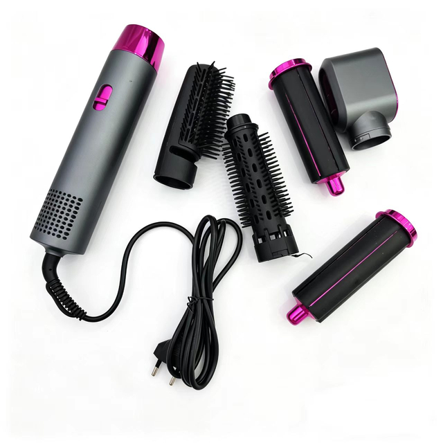 5 in -1 Hot Air Styler,Multifunctional Hair Dryer&Volumizer with Interchangeable Attachments,Negative Long Hair Straightener Curler Brush for All Hair Types.