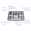 Kitchen Appliances Stainless Steel Easy Cleaning Cast Iron Built-in Gas Stove 5 Burners Cooktops Portable Gas Stove