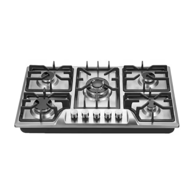 Great Quality Kitchen Product Appliance Optional Knob Gas Cooker Gas-Fired 5 Head Burner Stainless Steel Gas Hob