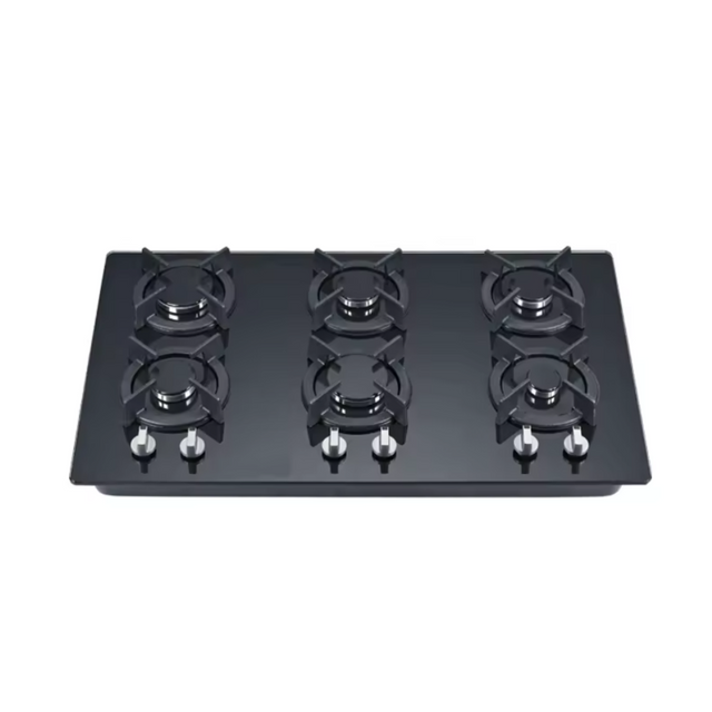High Quality Customized Tempered Glass Energy Saving Built-in 6 Burner Gas Stove