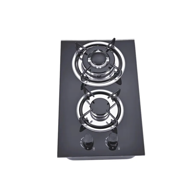Good Quality 2 Gas Cooker Built in Tempered Glass Panel Table Type Gas Stove with Square Pan Supporter