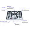 New Gas Stove Home Cooking Professional Cooktop 5 Burners with Cast Iron