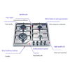 Customized Gas Hob Smokeless Gas Burner Stove Table Top Gas Stove Stainless Steel With 4 Burners