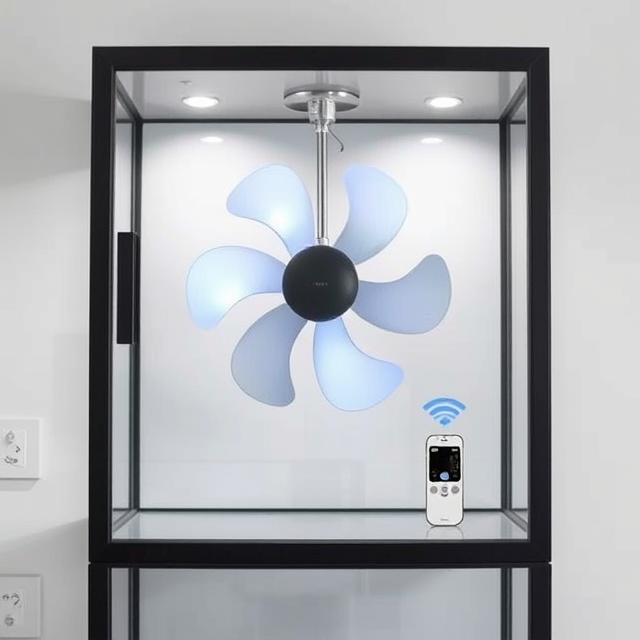 Showcase smart fan with remote control.
