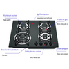 China 4 Burners Black Tempered Glass Gas Cooker Easy To Operate Home Use Cooking Stove Customize Logo Gas Stove