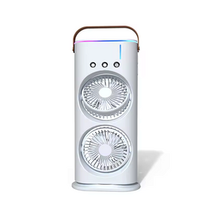 OEM USB Rechargeable Dual Head Cooling Fan 3-Speed Option Mini Portable 360 Rotation Electric Cooling Mist Table Fan