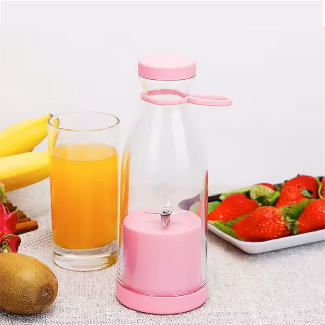 2024 Hot Selling Usb Wireless Charging Juice Cup 6 Leaves Knife Head 380ML Portable Fruit Juice Blender 6 Blade Blender