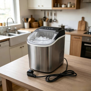 Portable Countertop Ice Maker Machine,9 Ice Cubes Ready in 6-8 Mins,compact Stainless Steel Ice Maker for Home/office/bar
