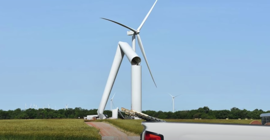 Collapsed wind turbines
