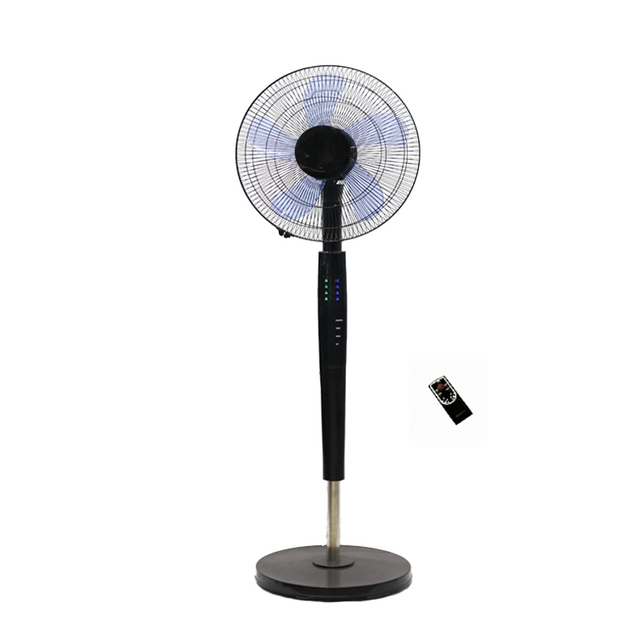16 Inch High Quality Plastic Black Color Stand Fan Round Base Pedestal Fan With Remote Control