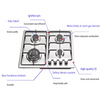 Factory Wholesale Price 4 Burner Portable Kitchen Utensils Stainless Steel Surface Gas Stove Cooktop