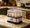 Stainless Steel Egg Cooker,Multi-Function Electric Egg Steamer with Auto Shut-off&Transparent Lid