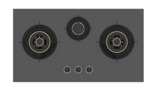 Built-in 3 Burner Gas Cooktop,black Tempered Glass Gas Stove with Brass Burner Cap,high Power Kitchen Gas Hob ,household Triple Burners Gas Cooking Range