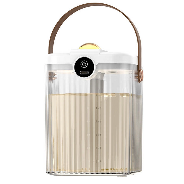 Portable Handle Dual Nozzle Humidifier,2L Transparent Vertical Water Tank USB Rechargeable Mist Humidifier with Night Light,auto Power-off Desktop Air Humidifier of Bedroom,offic,travel