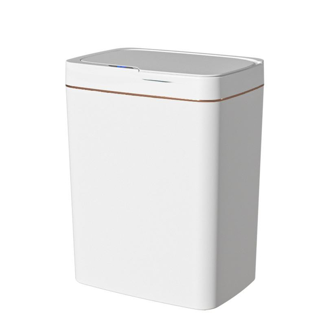 smart sensor trash can,white body gray rim automatic touchless garbage bin,slim rectangle waste bin for bathroom kitchen bedroom office