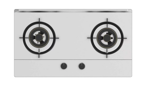 Built-in 2 Burner Stainless Steel Gas Cooktop,brushed Stainless Steel Double Gas Stove with Golden Brass Burner Caps,dual High Power Wok Gas Hob,household Kitchen Embedded Gas Cooking Range