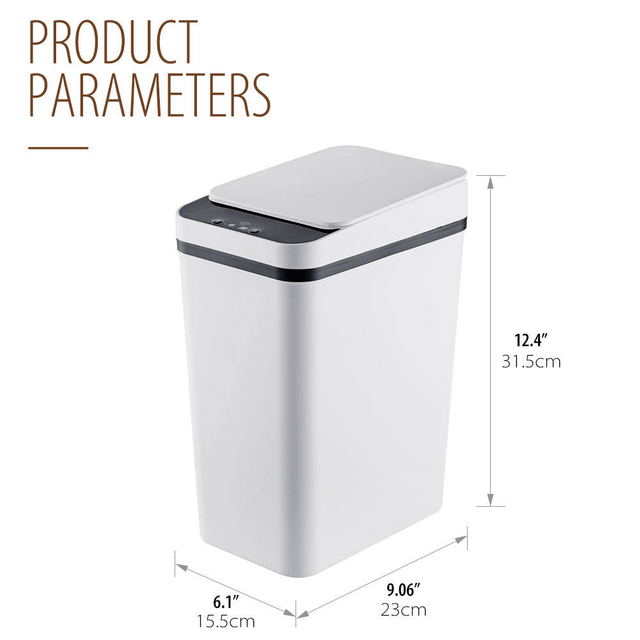 Automatic Sensor Trash Can,touch Free Infrared Motion Senor Garbage Bin,soft Close Odor Proof Waste Bin for Kitchen Bathroom Office,white/black Optional