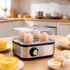 Multi-function Electric Egg Cooker with Timer,6-egg Capacity Stainless Steel Egg Boiler for Soft,medium&hard Boiled Eggs