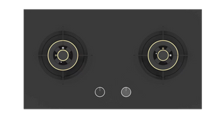 Built-in 2 Burner Gas Cooktop,black Tempered Glass Dual Gas Stove with Brass Burner Cap,high Power Household Gas Hob,double Wok Burner Gas Cooking Range