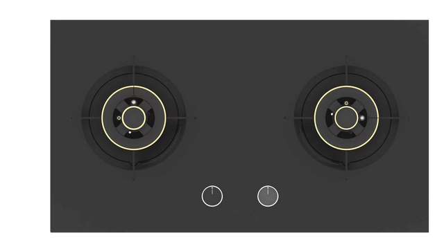 Built-in 2 Burner Gas Cooktop,black Tempered Glass Dual Gas Stove with Brass Burner Cap,high Power Household Gas Hob,double Wok Burner Gas Cooking Range