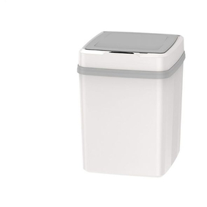 Touchless Smart Sensor Trash Can,white Rectangle Automatic Induction Garbage Bin with Light Grey Rim,household Waterproof Waste Bin for Kitchen Bathroom,bedroom,office