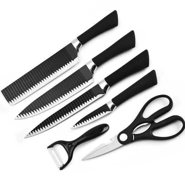 6-piece Non-stick Kitchen Knife Set with Shears&peeler