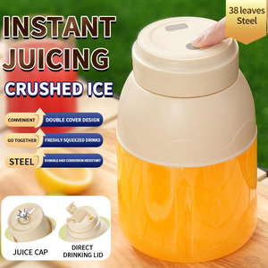Portable Electrixc Juicer Blender Cup,38-blade Stainless Steel Rechargeable Fruit Mixer with Dual Lids,crushable Ice Mini Juicing Bottle for Outdoor Travel