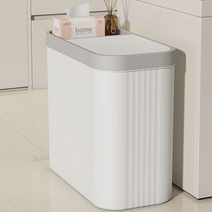 Press Top Rectangular Trash Can,slim Narrow Gap Garbage Bin with Split Lid,order Sealed PP Waste Bin for Bathroom,kitchen